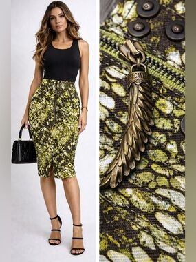 Y2K Vintage Just Cavalli Snake Print Skirt 🇮🇹 Designer Pencil IT 40